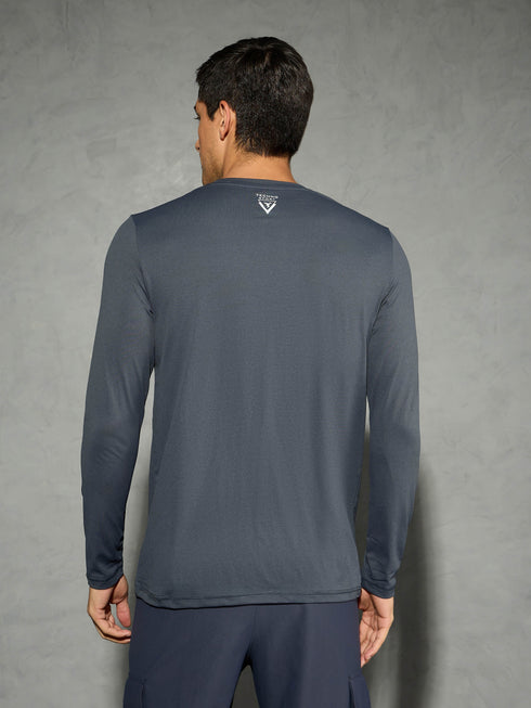 Men Solid Slim Fit Round Neck Sports T-shirt with COTFLEX