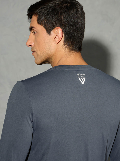 Men Solid Slim Fit Round Neck Sports T-shirt with COTFLEX