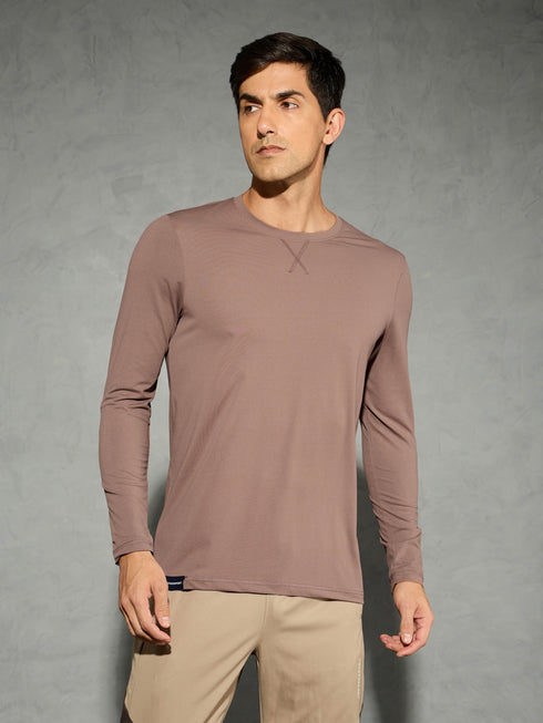 Men Solid Slim Fit Round Neck Sports T-shirt with COTFLEX