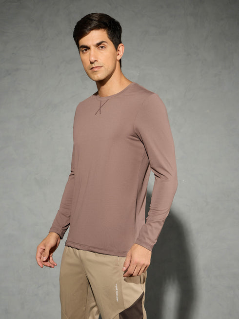 Men Solid Slim Fit Round Neck Sports T-shirt with COTFLEX