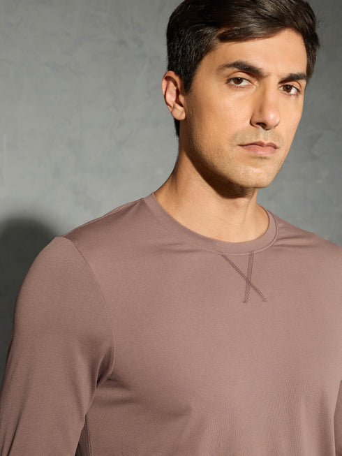 Men Solid Slim Fit Round Neck Sports T-shirt with COTFLEX