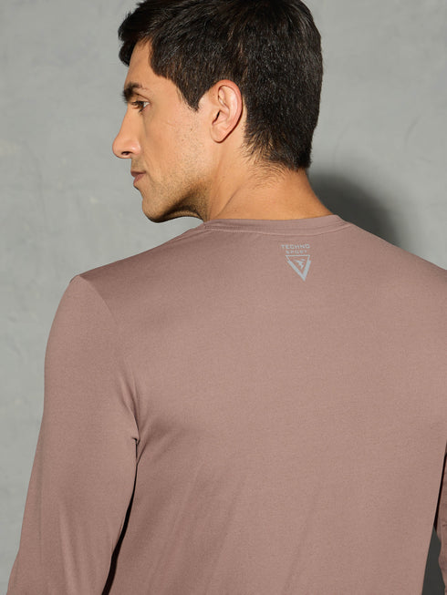 Men Solid Slim Fit Round Neck Sports T-shirt with COTFLEX