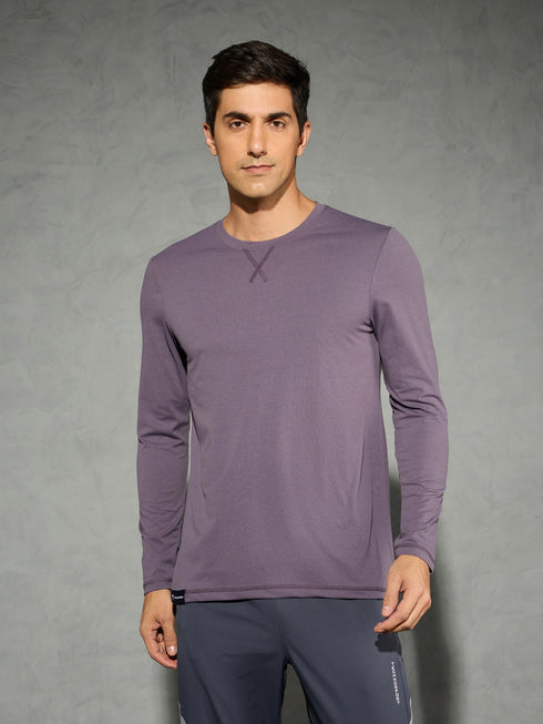 Men Solid Slim Fit Round Neck Sports T-shirt with COTFLEX