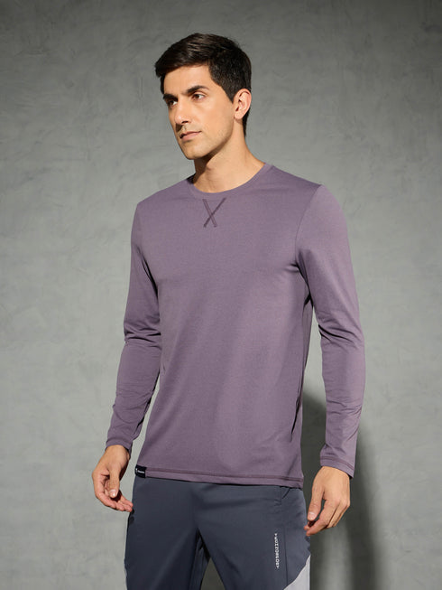 Men Solid Slim Fit Round Neck Sports T-shirt with COTFLEX