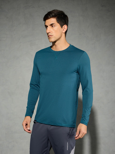 Men Solid Slim Fit Round Neck Sports T-shirt with COTFLEX