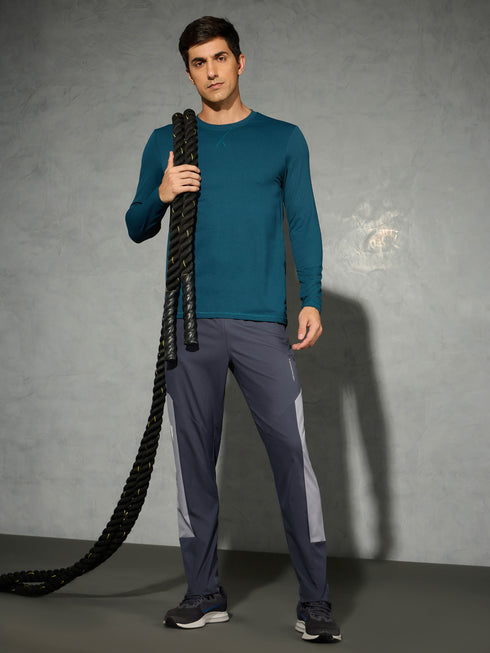 Men Solid Slim Fit Round Neck Sports T-shirt with COTFLEX