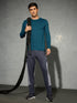 Men Solid Slim Fit Round Neck Sports T-shirt with COTFLEX