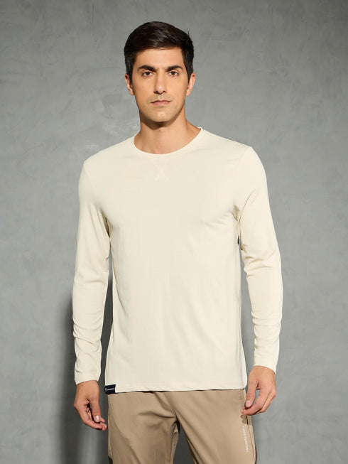 Men Solid Slim Fit Round Neck Sports T-shirt with COTFLEX