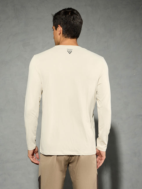 Men Solid Slim Fit Round Neck Sports T-shirt with COTFLEX