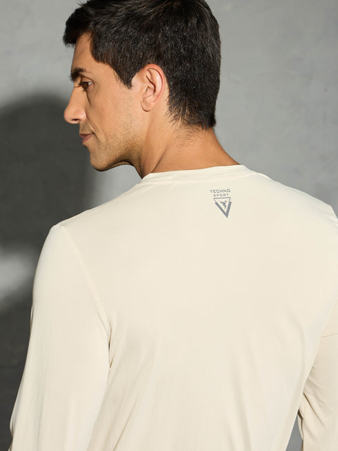 Men Solid Slim Fit Round Neck Sports T-shirt with COTFLEX