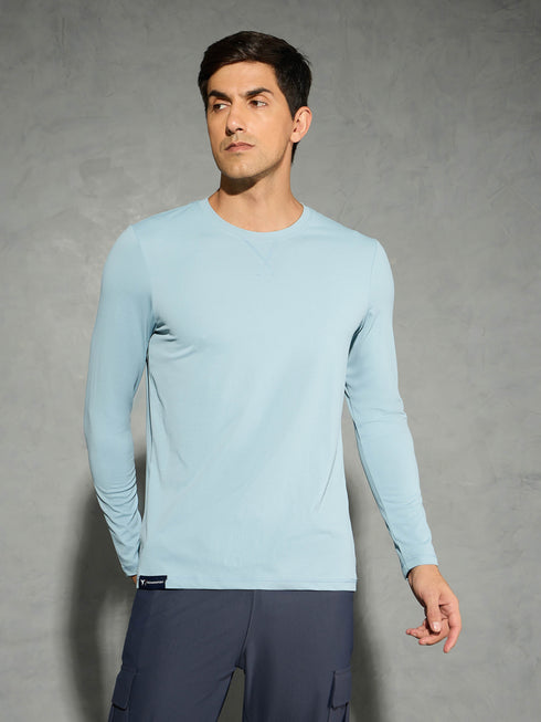 Men Solid Slim Fit Round Neck Sports T-shirt with COTFLEX