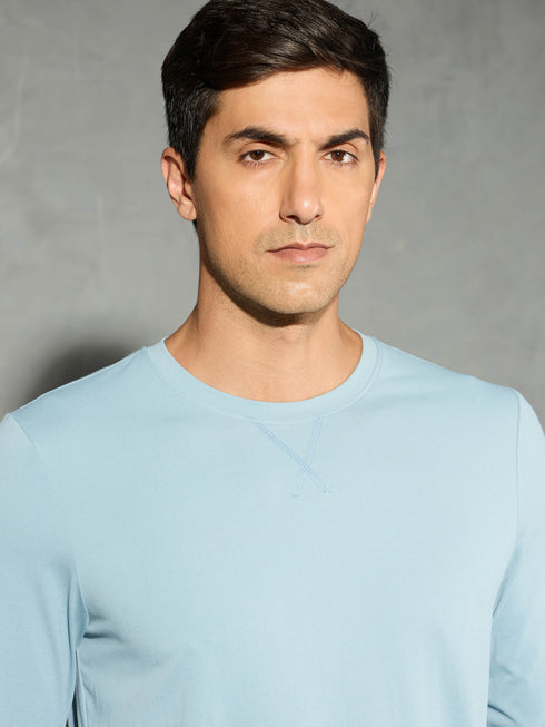 Men Solid Slim Fit Round Neck Sports T-shirt with COTFLEX