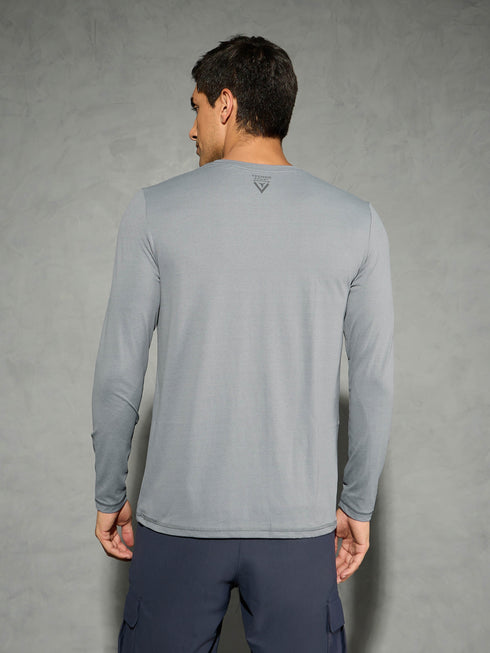 Men Solid Slim Fit Round Neck Sports T-shirt with COTFLEX
