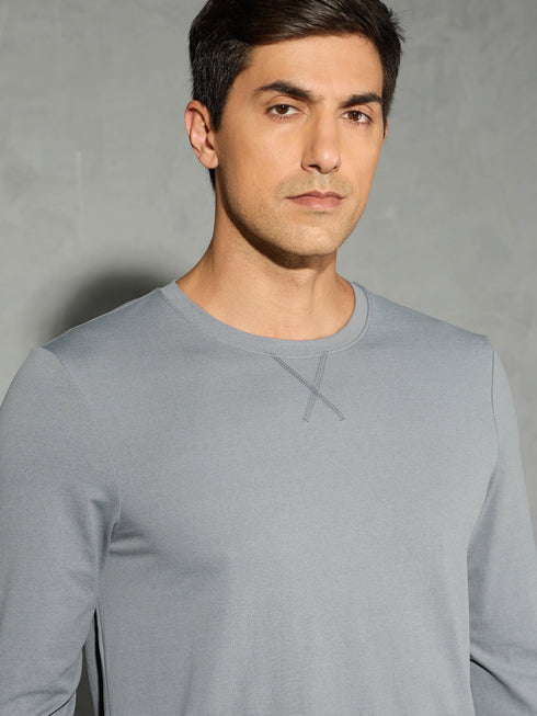 Men Solid Slim Fit Round Neck Sports T-shirt with COTFLEX