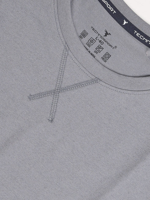 Men Solid Slim Fit Round Neck Sports T-shirt with COTFLEX
