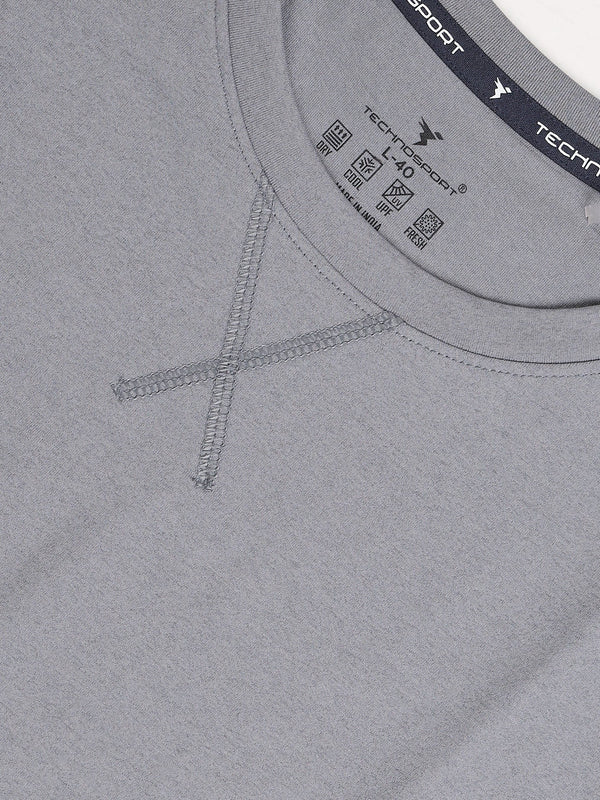 Men Solid Slim Fit Round Neck Sports T-shirt with COTFLEX