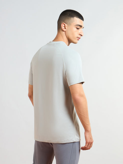 Men Solid Slim Fit Round Neck T-shirt with COTFLEX