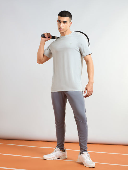 Men Solid Slim Fit Round Neck T-shirt with COTFLEX