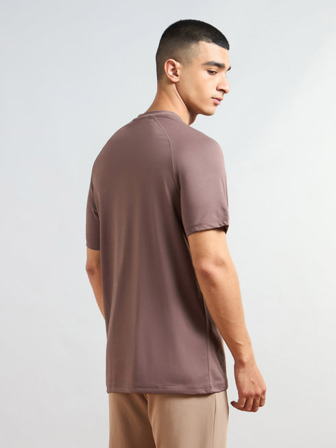 Men Solid Slim Fit Round Neck T-shirt with COTFLEX