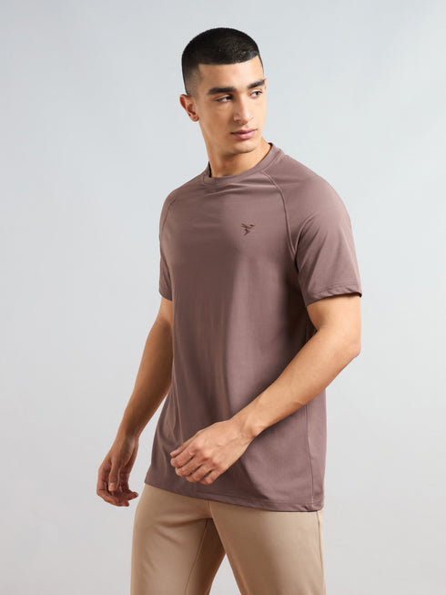Men Solid Slim Fit Round Neck T-shirt with COTFLEX