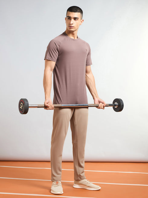 Men Solid Slim Fit Round Neck T-shirt with COTFLEX