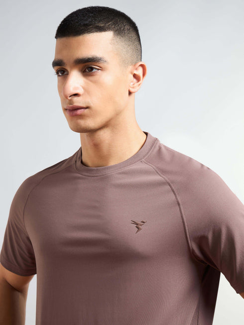 Men Solid Slim Fit Round Neck T-shirt with COTFLEX