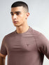 Men Solid Slim Fit Round Neck T-shirt with COTFLEX