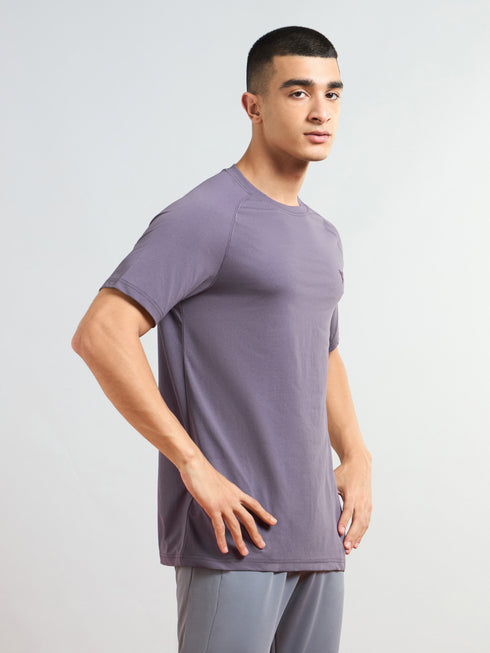 Men Solid Slim Fit Round Neck T-shirt with COTFLEX