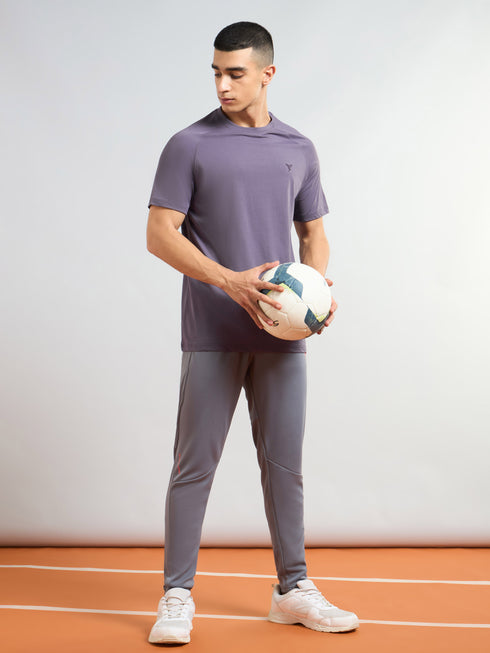 Men Solid Slim Fit Round Neck T-shirt with COTFLEX