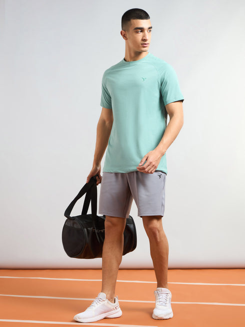 Men Solid Slim Fit Round Neck T-shirt with COTFLEX