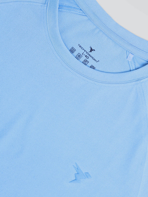 Men Solid Slim Fit Round Neck T-shirt with COTFLEX