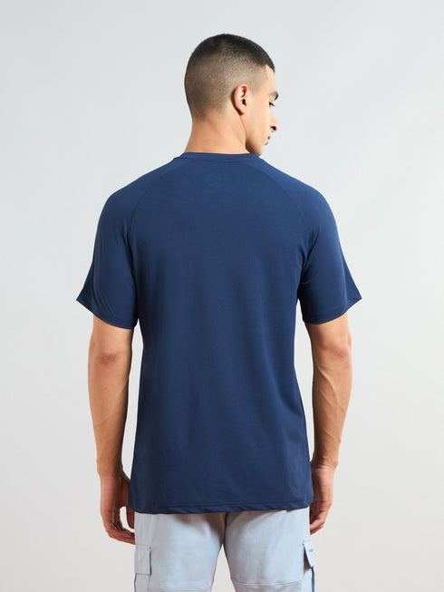 Men Solid Slim Fit Round Neck T-shirt with COTFLEX