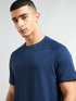 Men Solid Slim Fit Round Neck T-shirt with COTFLEX