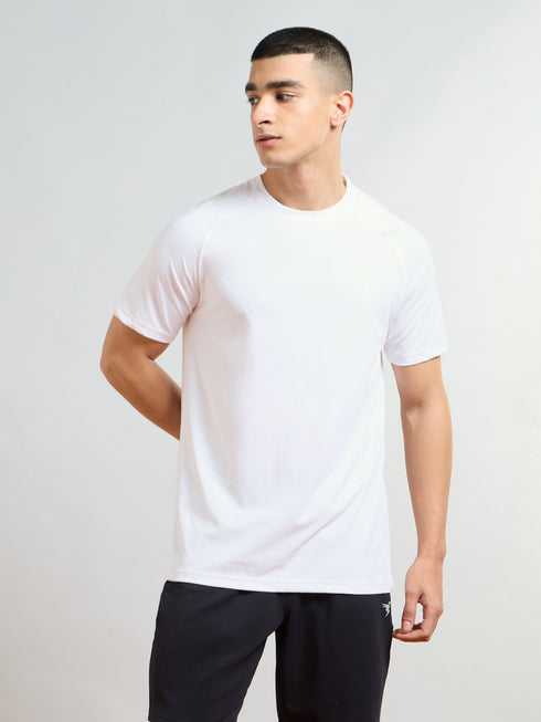Men Solid Slim Fit Round Neck T-shirt with COTFLEX