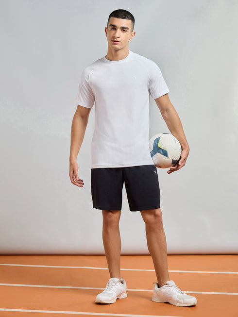 Men Solid Slim Fit Round Neck T-shirt with COTFLEX