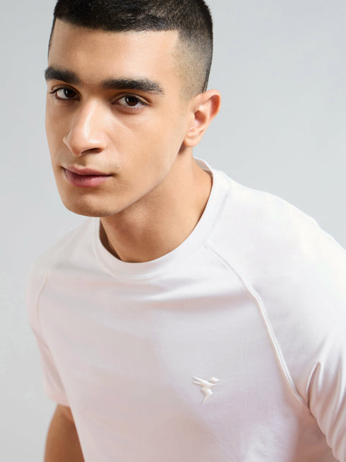 Men Solid Slim Fit Round Neck T-shirt with COTFLEX