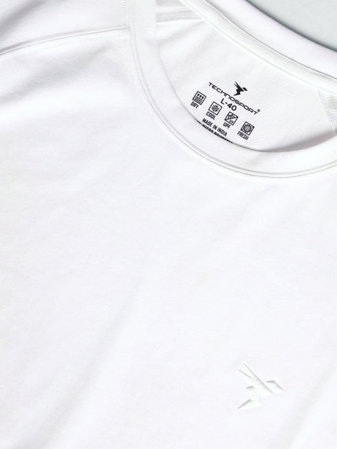 Men Solid Slim Fit Round Neck T-shirt with COTFLEX