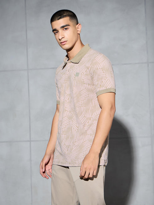 Men Printed Slim Fit Polo T-shirt with MATPIQ