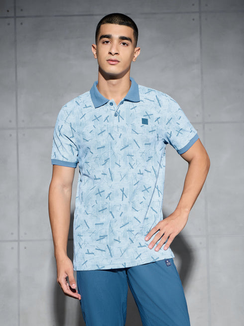 Men Printed Slim Fit Polo T-shirt with MATPIQ