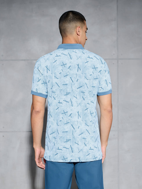 Men Printed Slim Fit Polo T-shirt with MATPIQ