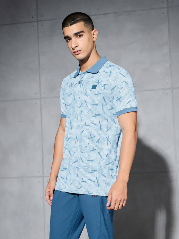 Men Printed Slim Fit Polo T-shirt with MATPIQ