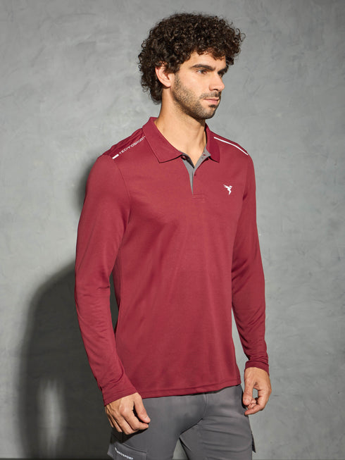 Men Solid Slim Fit Polo T-shirt with TECHNOCOOL+