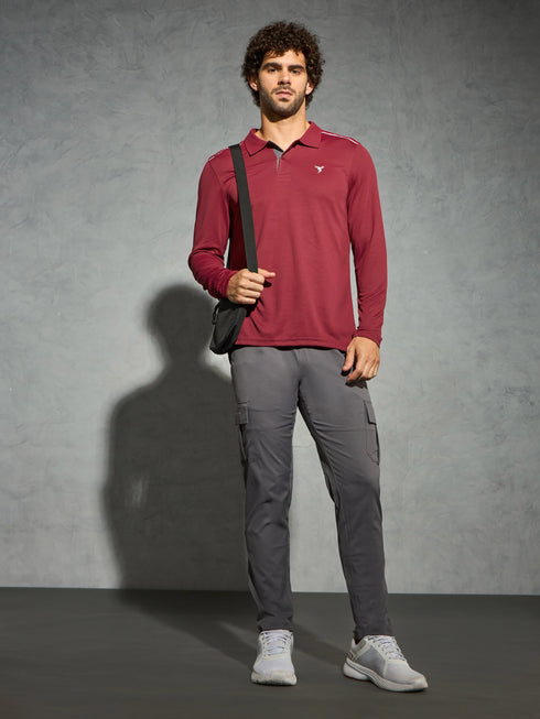 Men Solid Slim Fit Polo T-shirt with TECHNOCOOL+