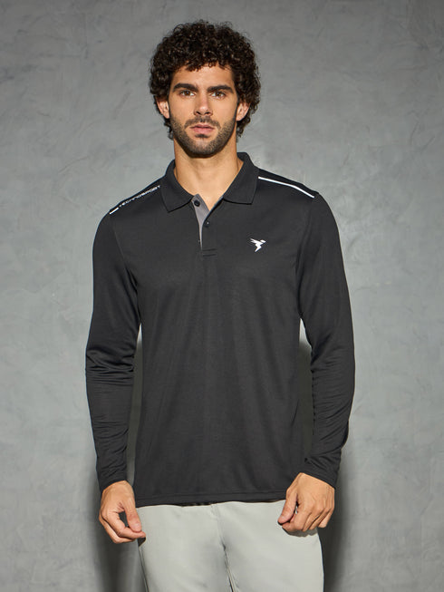 Men Solid Slim Fit Polo T-shirt with TECHNOCOOL+