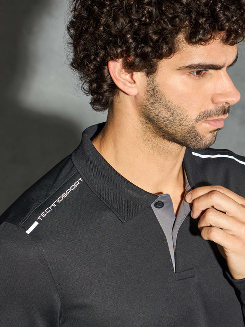 Men Solid Slim Fit Polo T-shirt with TECHNOCOOL+