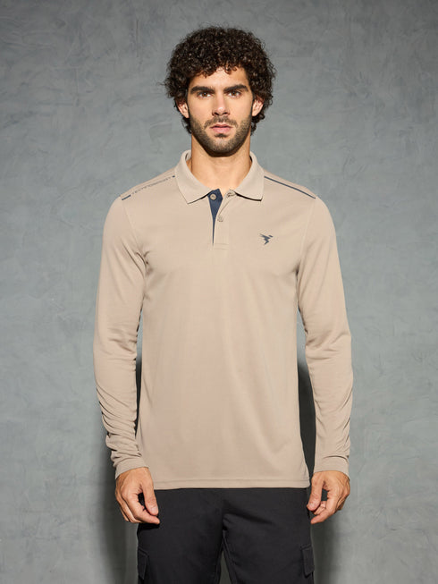Men Solid Slim Fit Polo T-shirt with TECHNOCOOL+