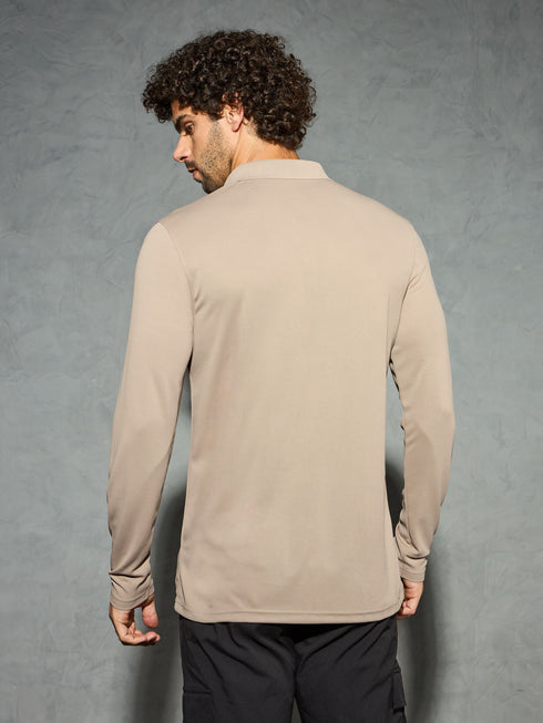 Men Solid Slim Fit Polo T-shirt with TECHNOCOOL+