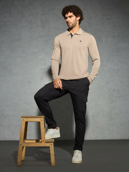 Men Solid Slim Fit Polo T-shirt with TECHNOCOOL+