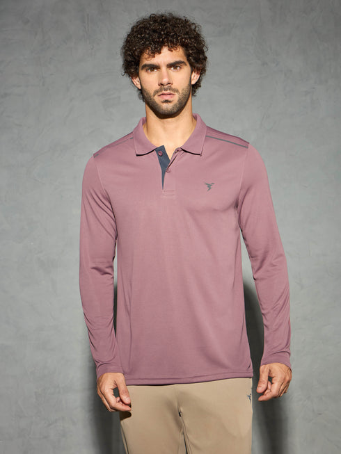 Men Solid Slim Fit Polo T-shirt with TECHNOCOOL+