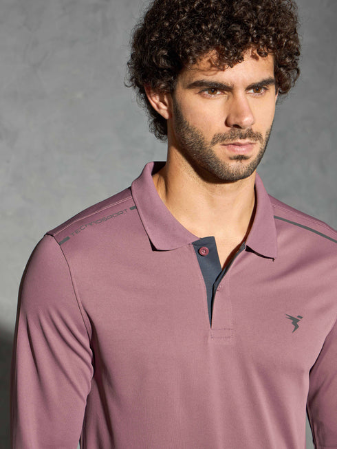 Men Solid Slim Fit Polo T-shirt with TECHNOCOOL+